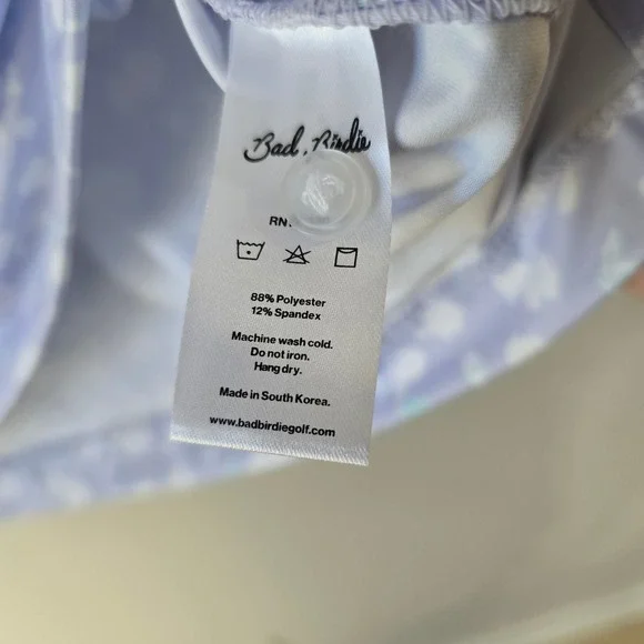 Bad Birdie Mens Golf Polo Shirt Blue Floral Print Short Sleeve Size L Athleisure